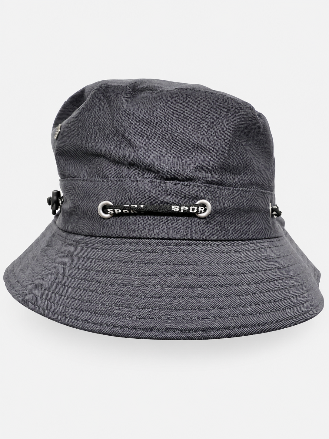 Gray bucket hat with stitched brim