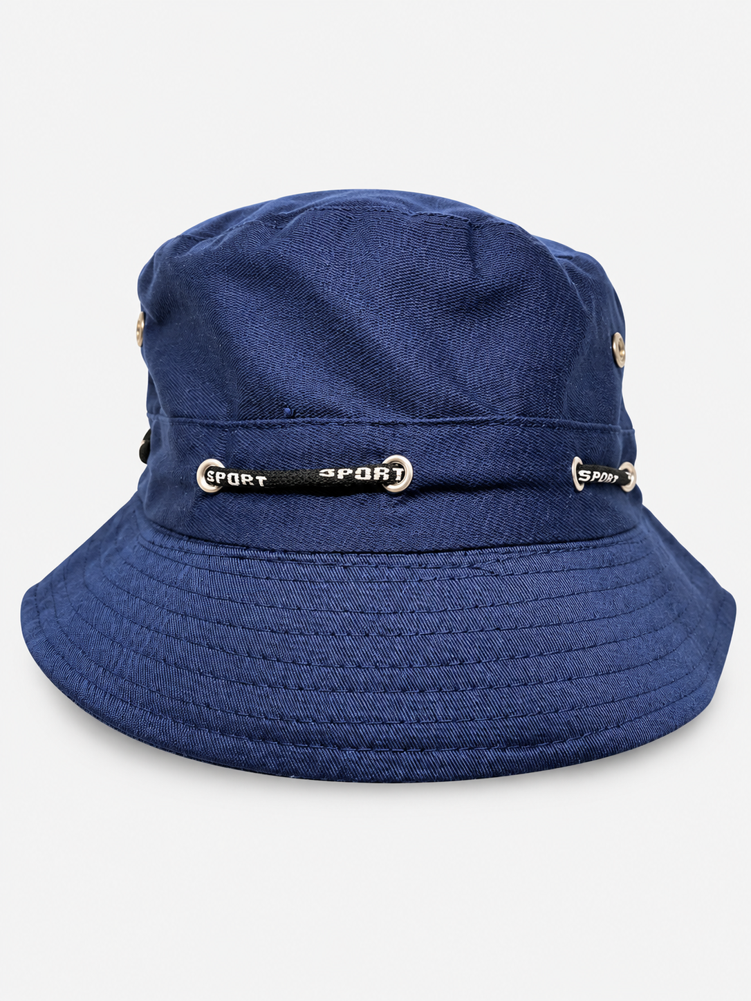 Navy bucket hat with stitched brim