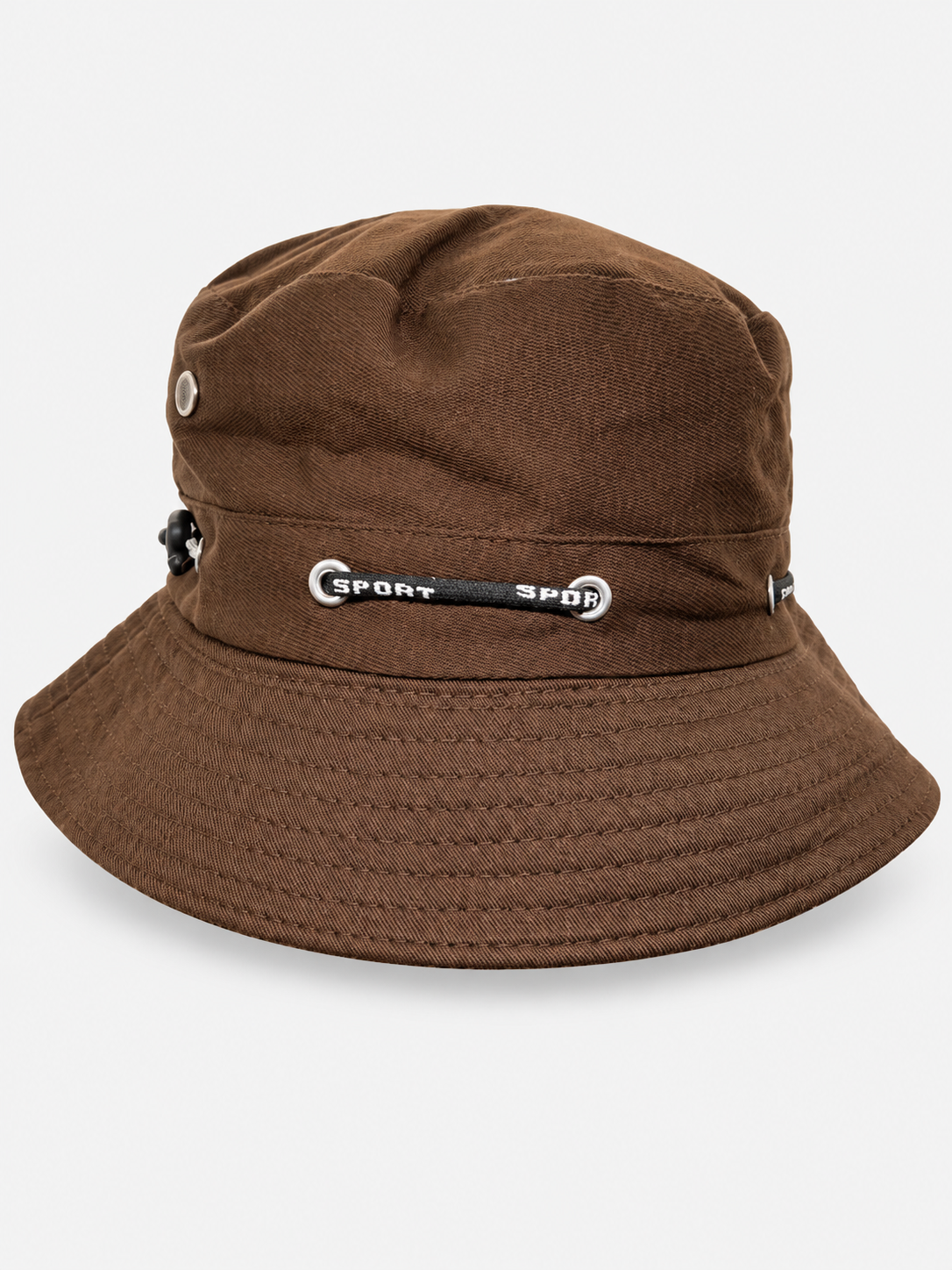 Brown bucket hat with stitched brim